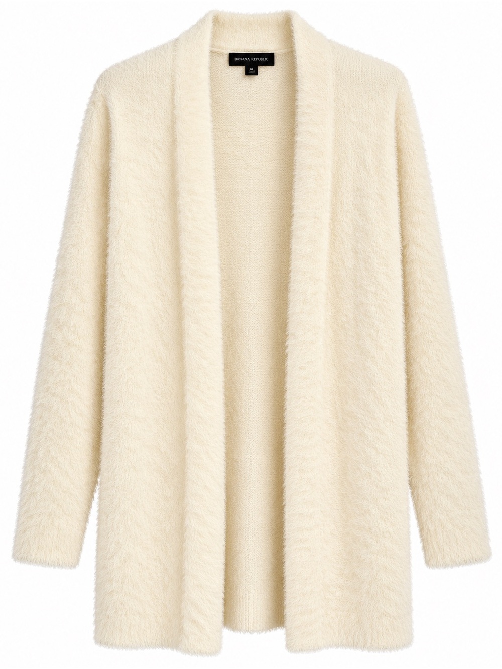 Banana Republic Open-Front Eyelash Fuzzy Cardigan Sweater – Ivory, Size M